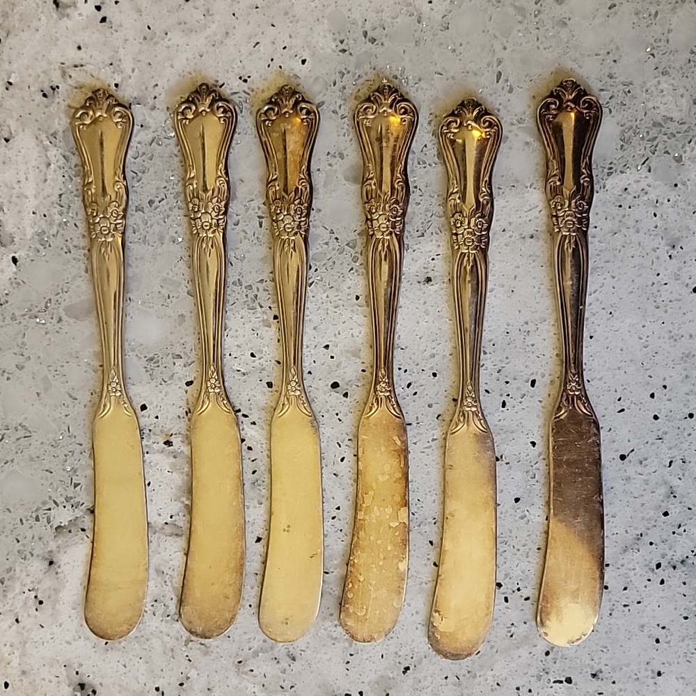 Wm. S Rogers ONEIDA LTD Silverplate Valley Rose Butter Knives (Set of 6)
